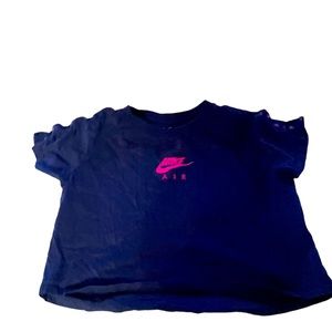 Nike crop top blue pink juniors large short sleeve Ptp 14 inches